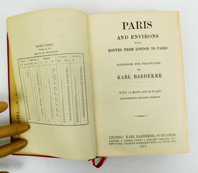 Rare 1913 Baedekers Paris Travel Guide with Maps