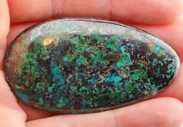 Striking 94.46ct Chrysocolla and Malachite cabochon