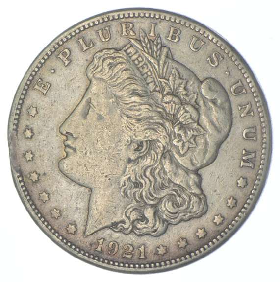 1921-S Morgan Silver Dollar - Planchet Clip Error