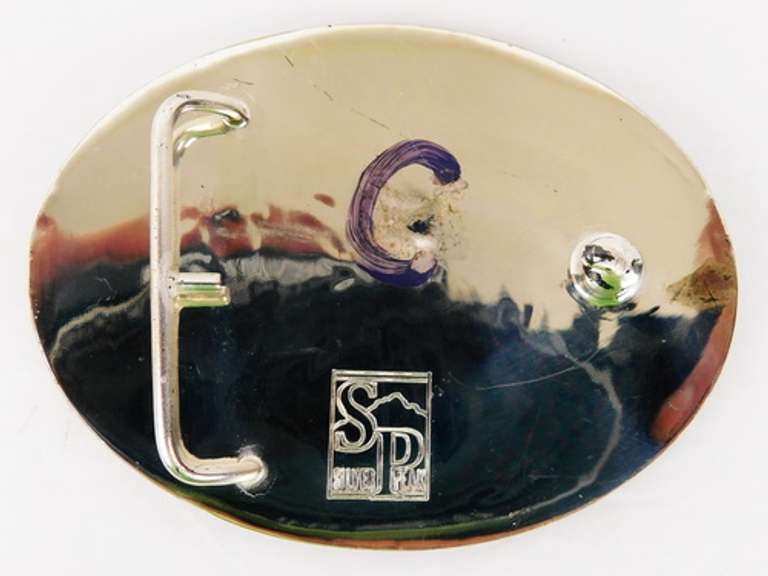 Large Skeet Shooter Silverplated Belt Buckle