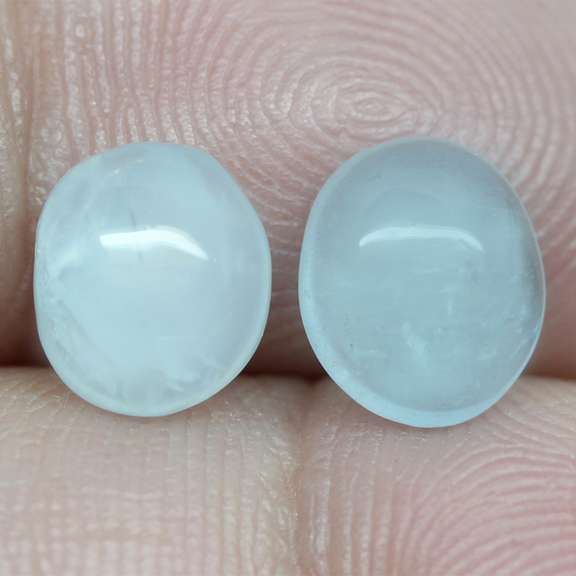 Frosty 3.90ct pair of Aquamarine cabochons