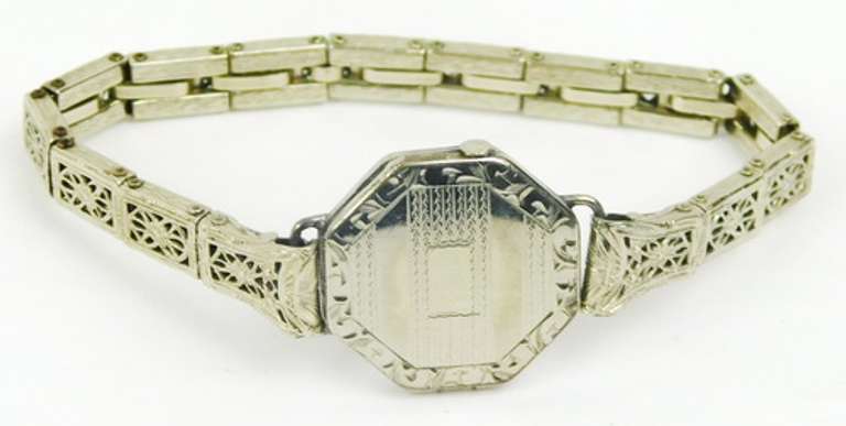 Antique White Gold-Filled Pre-Teen Locket Bracelet