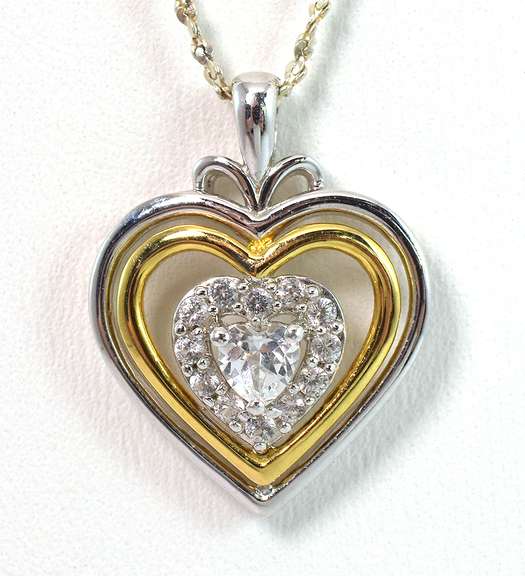Sterling Silver CZ Heart Necklace