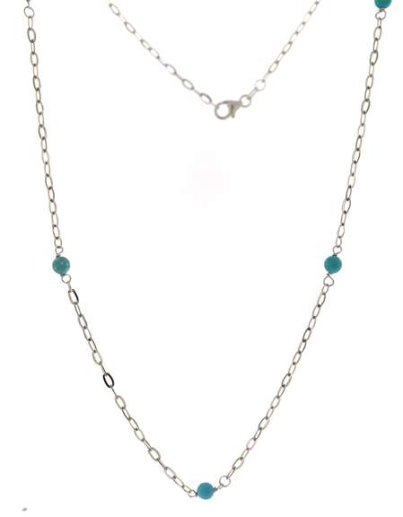 Wonderful White Gold Blue Bead Station Necklace