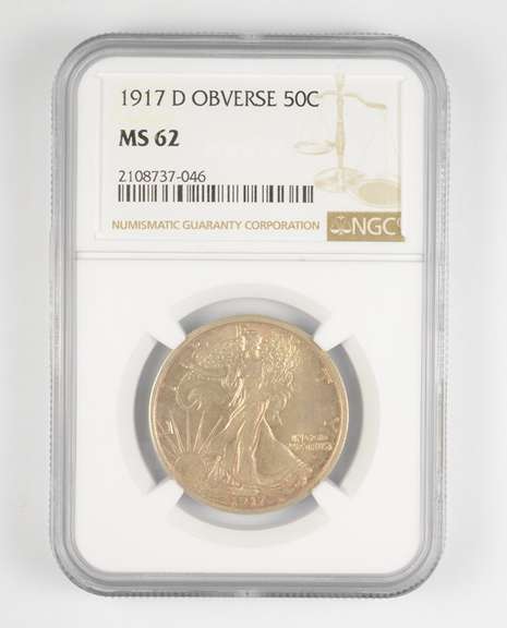 MS62 1917-D Walking Liberty Half Dollar - Obverse - Graded NGC