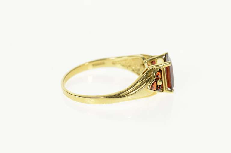 10K Yellow Gold Emerald Garnet Cluster Accent Statement Ring