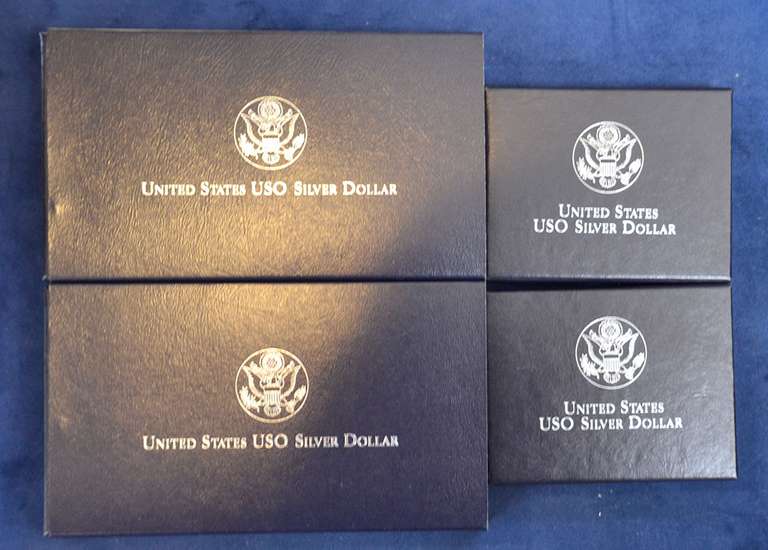 Lot Of 4 1991 USO Commemorative Silver Dollar