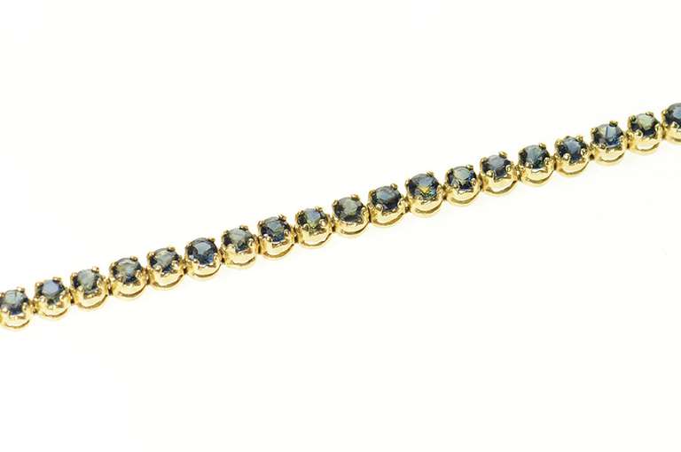 14K Yellow Gold Natural Sapphire Classic Tennis Bracelet
