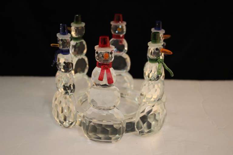 Crystal Snowman Pillar Candleholder