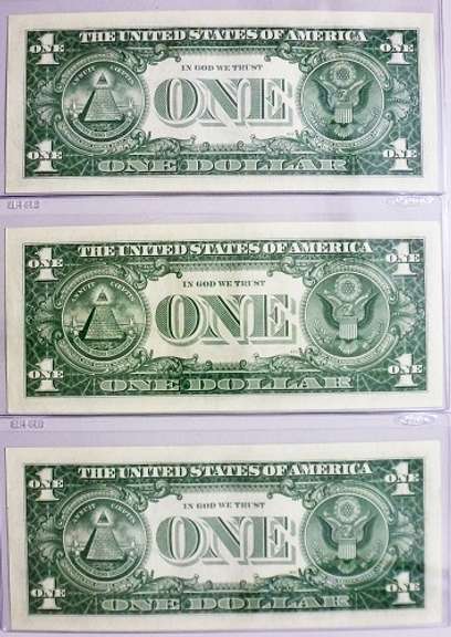 (3) Gem Crisp 1957B $1 Star Replacement Silver Certificates-Consecutive!