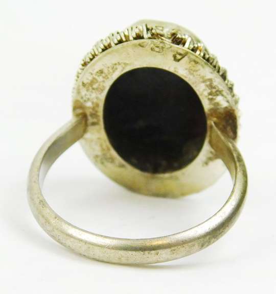 Early 800 Silver Sterling Shell Cameo Ring, 6.5