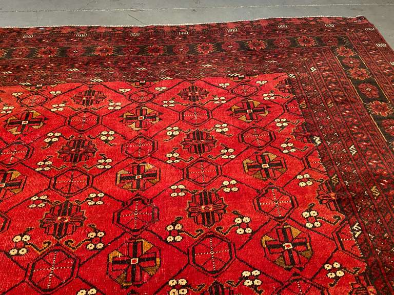 EXQUISITE VINTAGE AFGHAN RUG 5'.2"X6'.6"