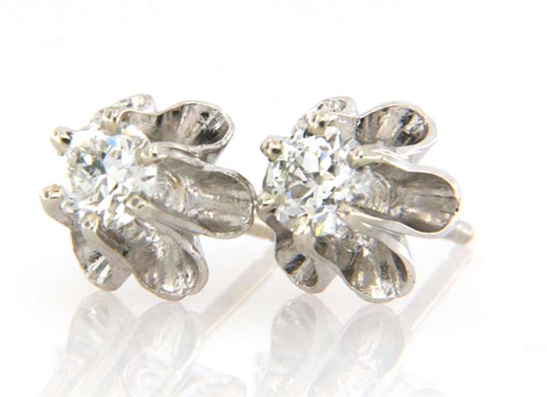 Precious 14kt WG Euro Cut Diamond Earrings