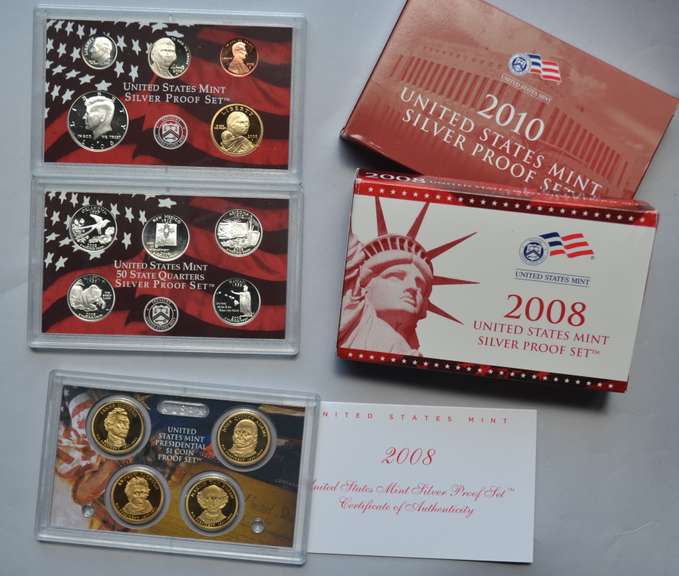 2008 & 2010 US Mint Silver Proof 2 Sets