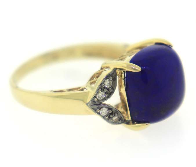 Fabulous Yellow Gold Lapis and Diamond LeVian Ring