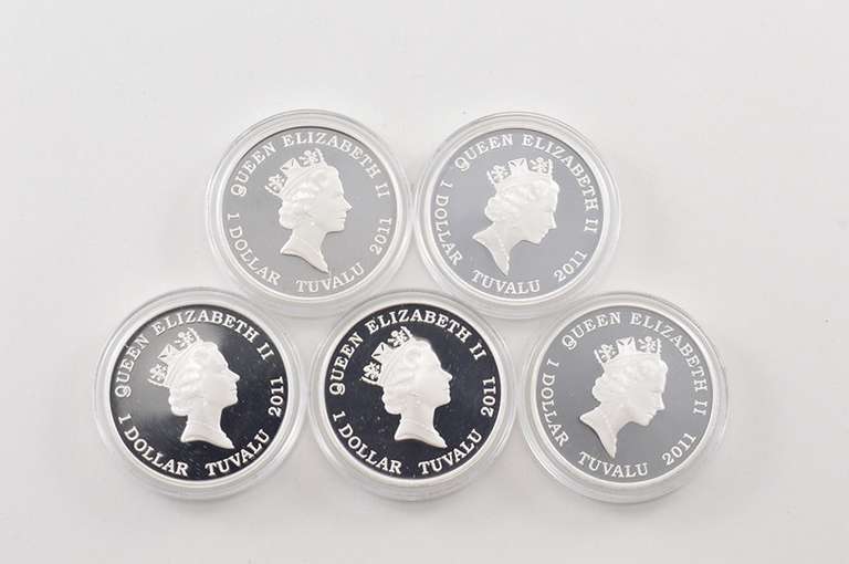 2011 Tuvalu $1 - Heroes & Villains - 1 Oz Silver Proof - 5 Coin Set