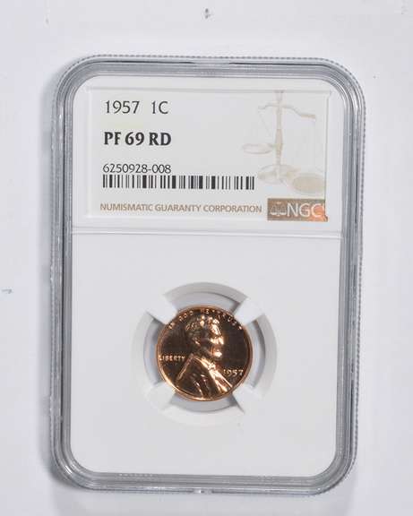 PF69 RD 1957 Lincoln Wheat Cent - Graded NGC