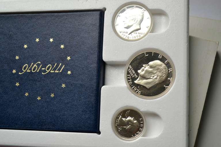 4 1976 3 Piece Bicentennial Silver Sets