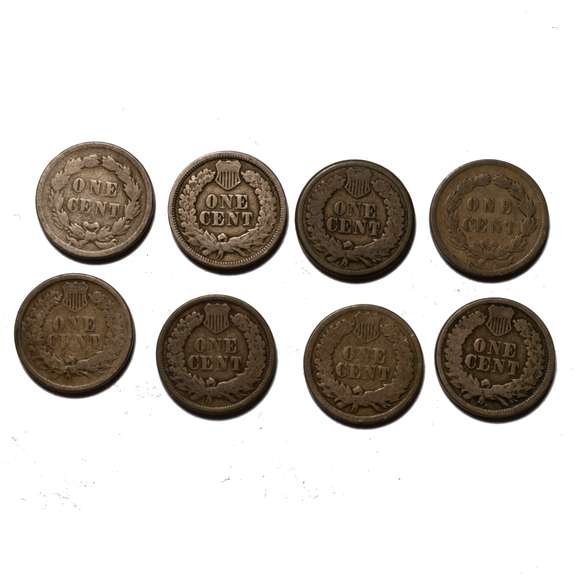 2 Each 1859 60 62 &63 CN Indian Head Cents