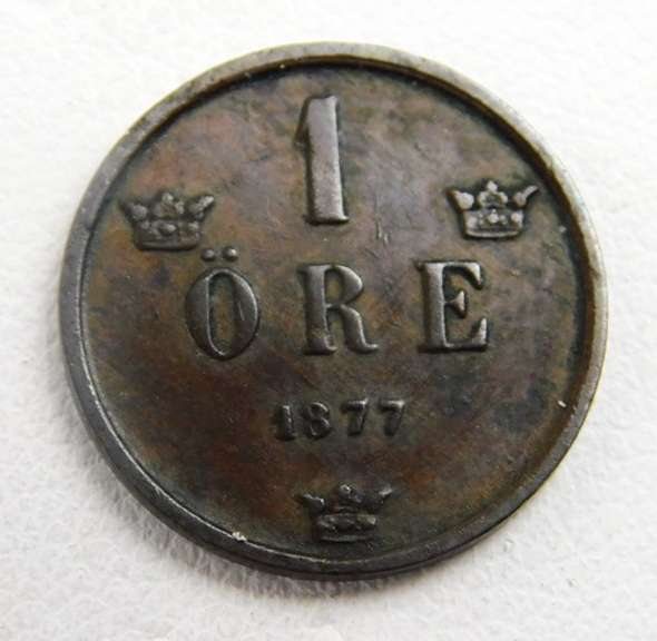 1877 One Ore Sweden Coin
