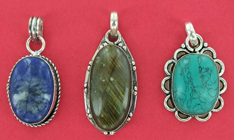 Silver and Natural Stone Pendants