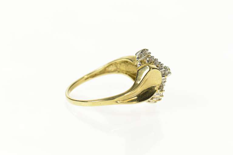 10K Yellow Gold Diamond Cluster Classic Statement Ring