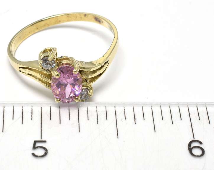 Sweet Pink CZ Ring in Yellow Gold