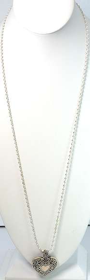 Vintage Sterling Silver Heart Inside a Heart Necklace