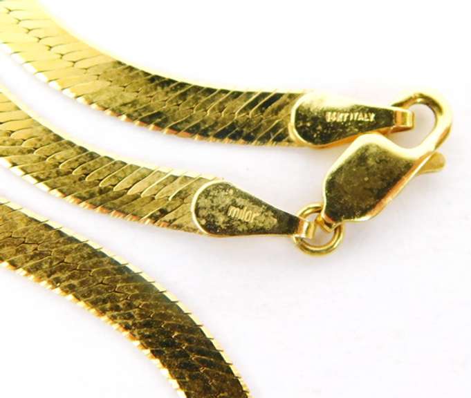 Heavy 14K Gold Wide Herringbone Necklace, 10.68 Grams