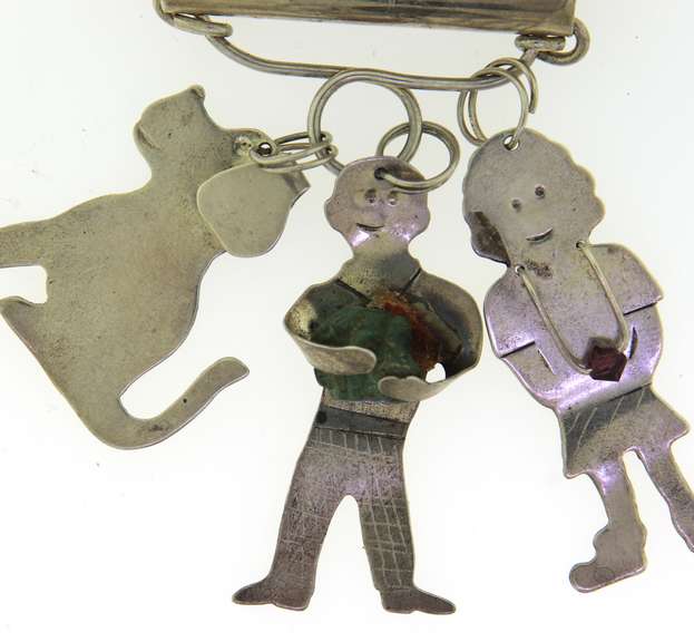 Vintage Sterling Silver Charms Brooch