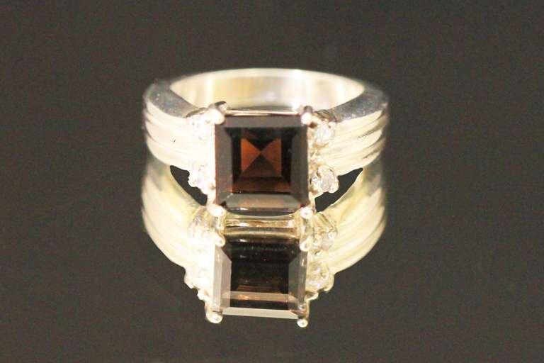 Pretty Smoky Quartz in Sterling  Ring