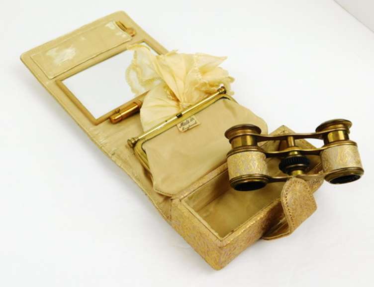 Vintage Ladies Carry All with Opera Glasses
