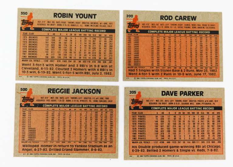 4 Topps 1983 Superstars Baseball Cards
