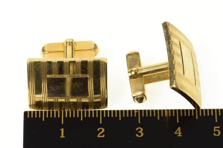 Gold Filled Art Deco Pinstripped Monogrammable Men's Cuff Links
