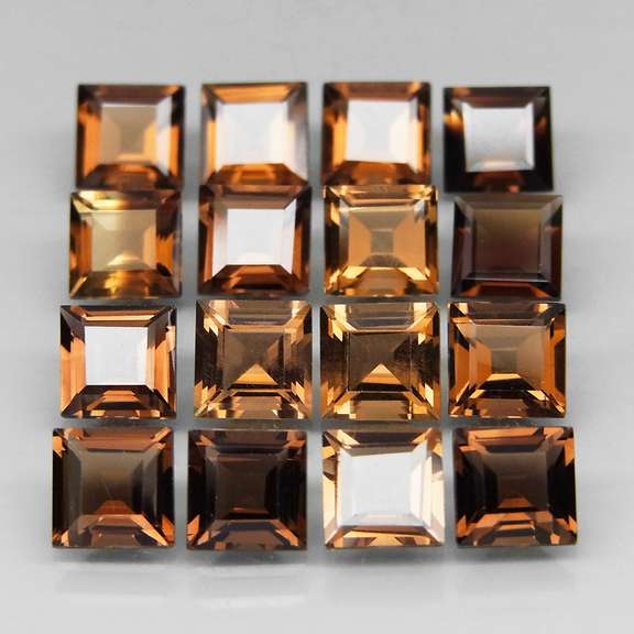 Princess cut Unheated! 9.72ct Smoky Quartz set