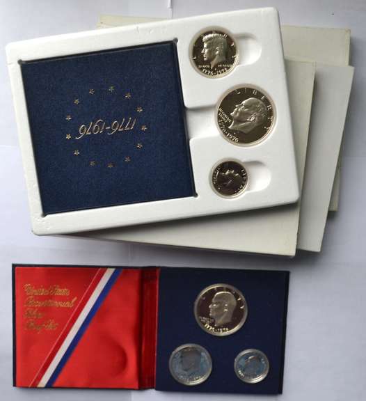 4 1976 3 Piece Bicentennial Silver Sets