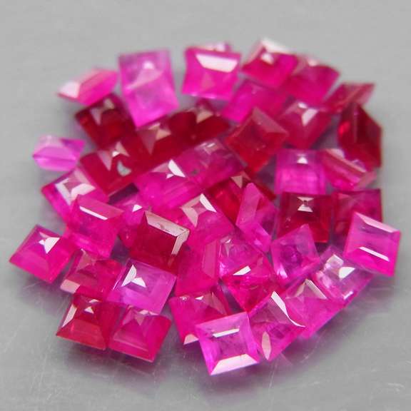 Premium 3.30ct 45 piece princess cut Ruby set