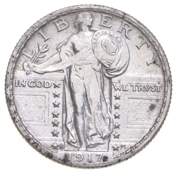 1917-S Standing Liberty Quarter - Type 1 - Cleaned