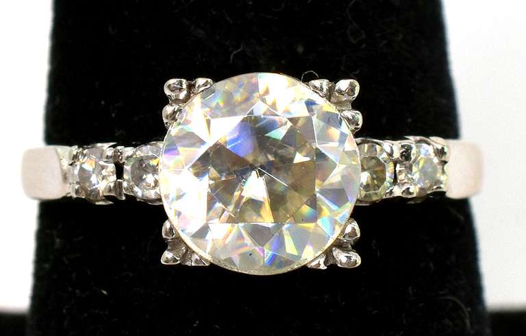 Glittering Gemstone Ring in 14KT White Gold