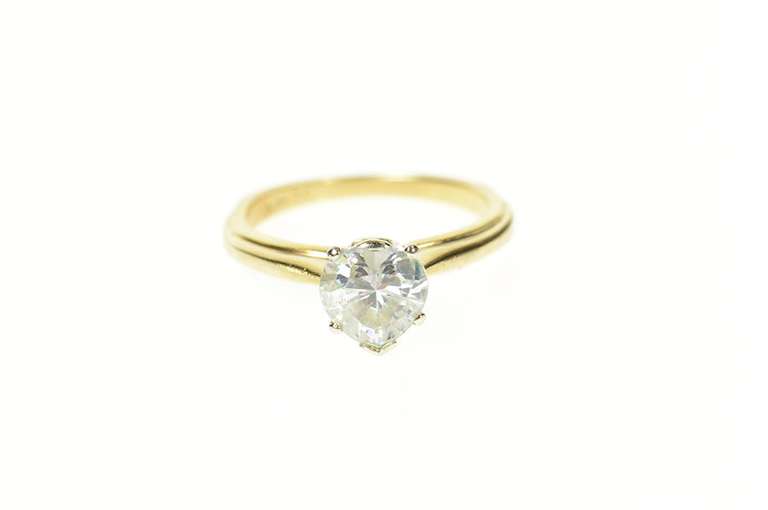 14K Yellow Gold Heart Cubic Zirconia Travel Engagement Ring