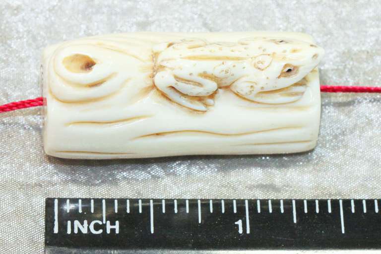 Ivory Netsuke: Frog on a Log