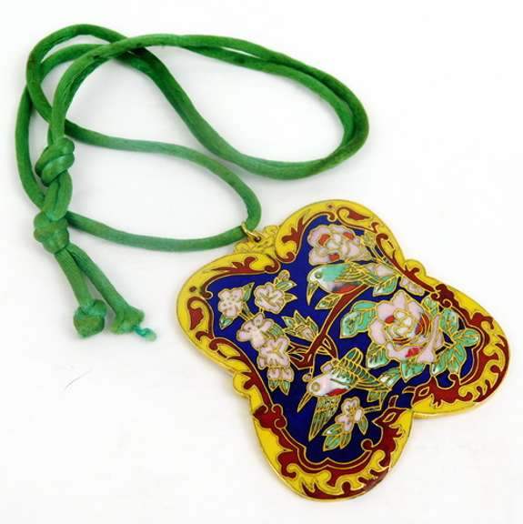 Large Chinese Cloisonne Butterfly Necklace