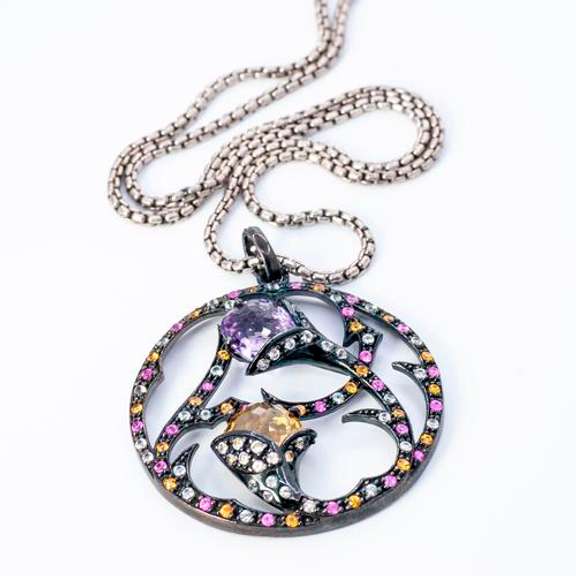 Amethyst & Citrine Pendant Necklace