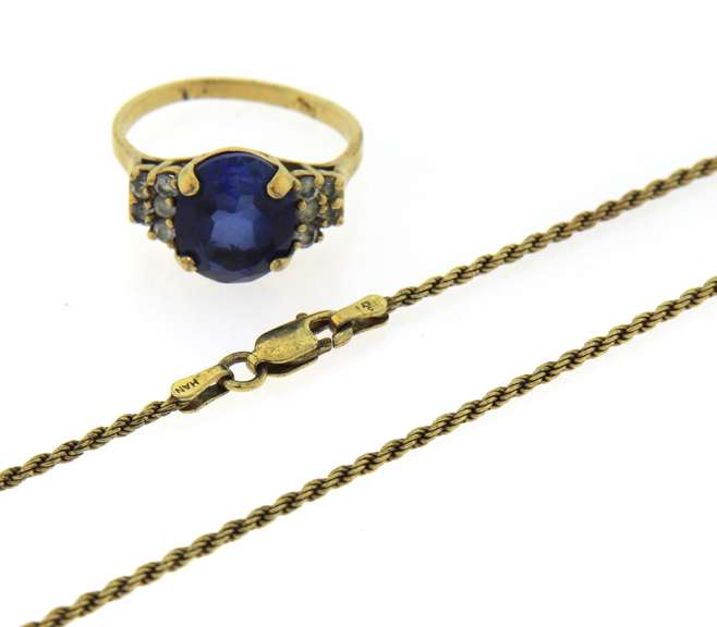 Lot of Sterling Silver Necklace and Gemstone Ring