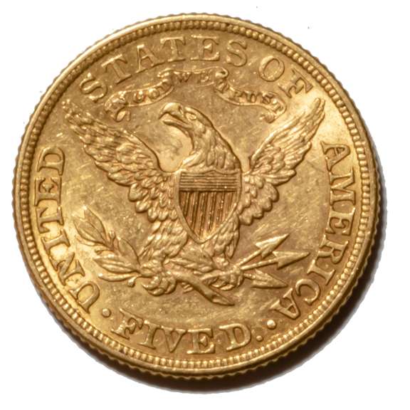 1882 Near Uncirculated $ 5 Liberty Gold Half Eagle