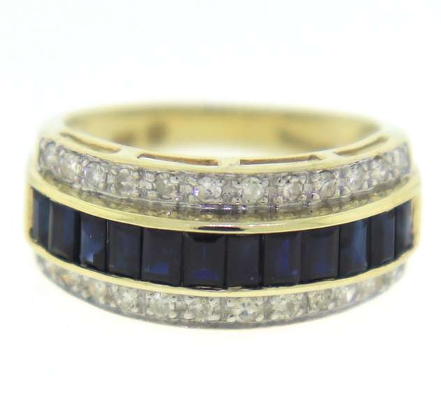 Handsome Baguette Sapphire and Diamond Band