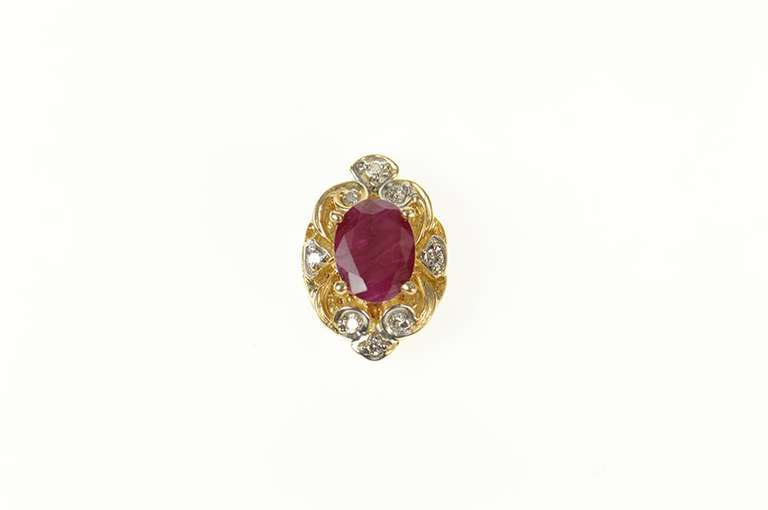 14K Yellow Gold 1.30 Ctw Ruby Diamond Slide Bracelet Charm/Pendant