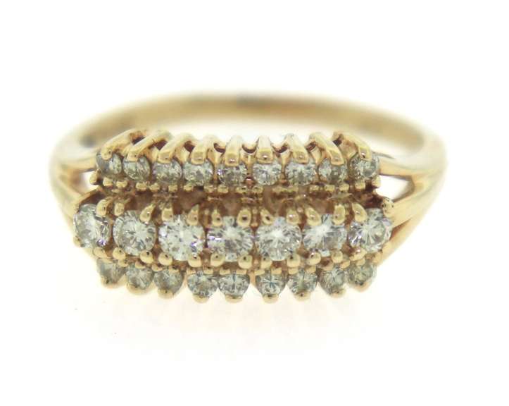 Stunning 14kt Yellow Gold 3-Row Diamond Band
