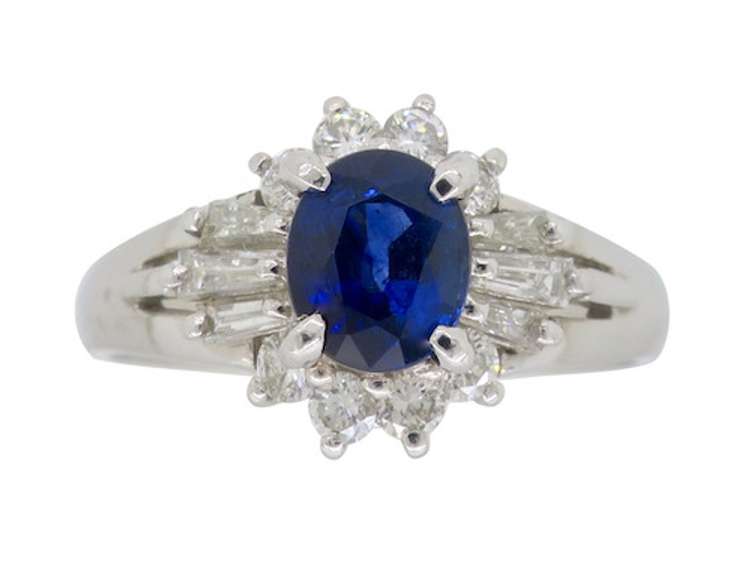 Platinum Sapphire & Diamond Ballerina Ring