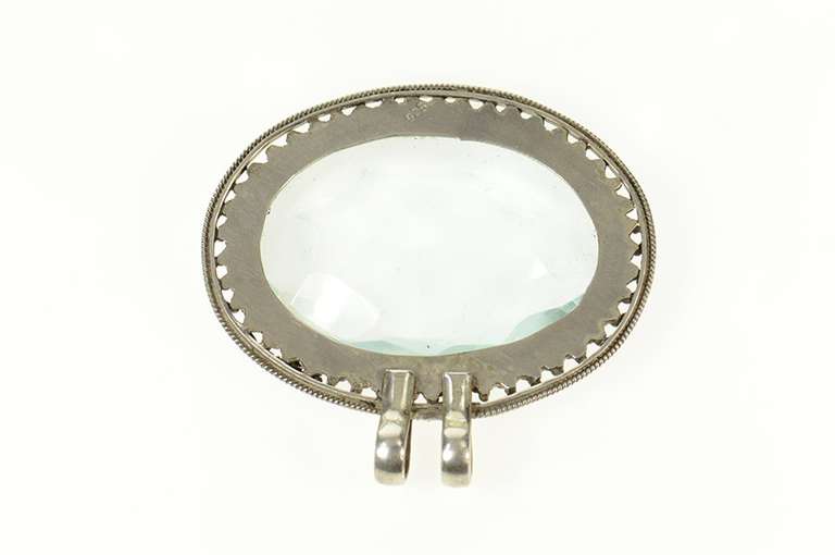 Sterling Silver Ornate Massive Sim. Aquamarine Statement Pendant